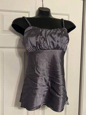 Y2K BCX Satin Camisole Tank Top in Deep Silver